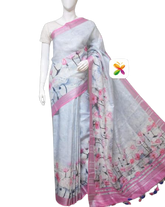 PURE LINEN DIGITAL PRINT SAREE SILK ZONE